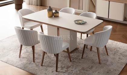 Medusa Home Mobilya - İznik Yemek Masası - Beyaz Yemek Masaları
